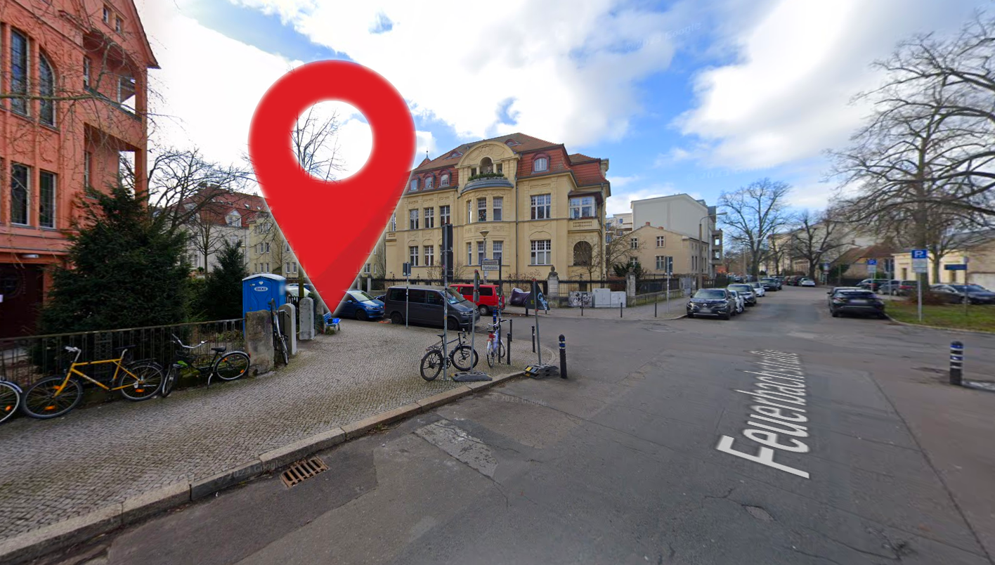 Kartenausschnitt mit Kennzeichnung der Stelle der neuen Sitzbank